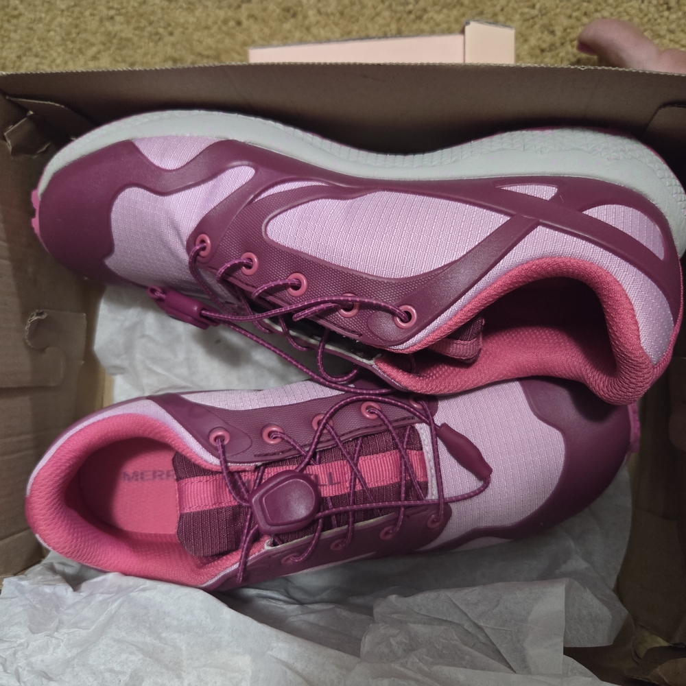 Merrell Pink Athletic Shoes with Velcro Strap and Padded Design